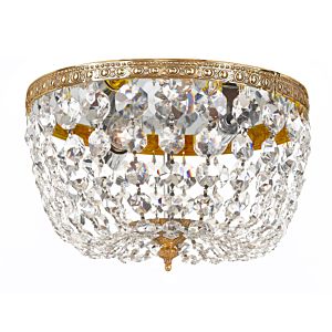 Crystorama 2 Light 10 Inch Ceiling Light in Olde Brass with Clear Hand Cut Crystals