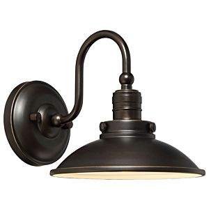 The Great Outdoors Baytree Lane 9 Inch Outdoor Wall Light in Oil Rubbed Bronze with Gold High
