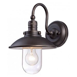 The Great Outdoors Downtown Edison 13 Inch Outdoor Wall Light in Oil Rubbed Bronze with Gold Highlights