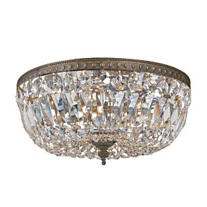 Crystorama 3 Light 12 Inch Ceiling Light in English Bronze with Clear Italian Crystals