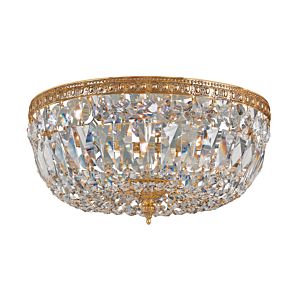 Crystorama 3 Light 12 Inch Ceiling Light in Olde Brass with Clear Hand Cut Crystals