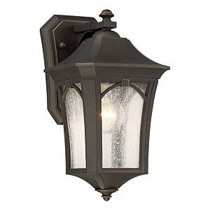 The Great Outdoors Solida 12 Inch Outdoor Wall Light in Oil Rubbed Bronze with Gold High