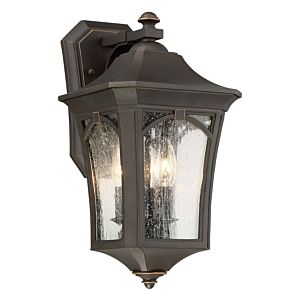 The Great Outdoors Solida 3 Light 16 Inch Outdoor Wall Light in Oil Rubbed Bronze with Gold High
