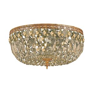 Crystorama 3 Light 14 Inch Ceiling Light in Olde Brass with Golden Teak Hand Cut Crystals