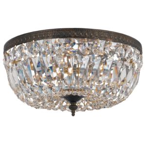 Crystorama 3 Light 16 Inch Ceiling Light in English Bronze with Clear Swarovski Strass Crystals