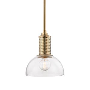 Hudson Valley Halcyon 11 Inch Pendant Light in Aged Brass