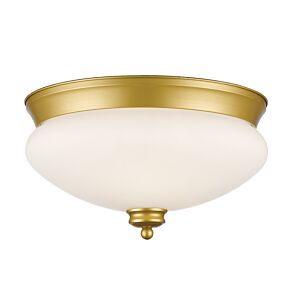 Z-Lite Amon 2-Light Flush Mount Ceiling Light In Satin Gold