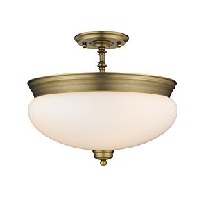 Z-Lite Amon 3-Light Semi Flush Mount Ceiling Light In Heritage Brass