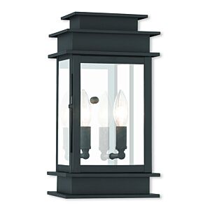 Princeton 2-Light Outdoor Wall Lantern in Black w with Polished Chrome Stainless Steel