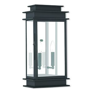 Princeton 2-Light Outdoor Wall Lantern in Black w with Polished Chrome Stainless Steel