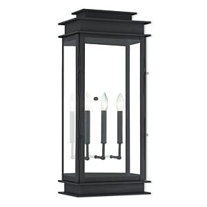 Princeton 3-Light Outdoor Wall Lantern in Bronze w with Polished Chrome Stainless Steel