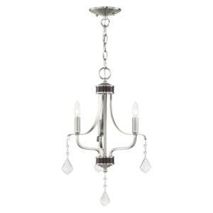 Laurel 3-Light Mini Chandelier in Brushed Nickel w with English Bronzes