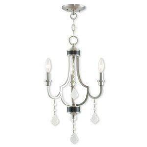 Glendale 3-Light Mini Chandelier in Brushed Nickel w with English Bronzes