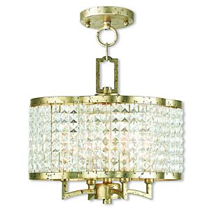 Grammercy 4-Light Mini Chandelier with Ceiling Mount in Hand Applied Winter Gold