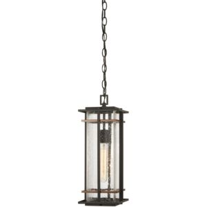 The Great Outdoors San Marcos 18 Inch Outdoor Hanging Light in Black with Antique Copper Accents