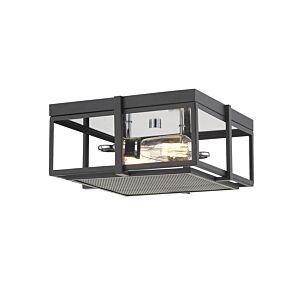 Z-Lite Halcyon 2-Light Flush Mount Ceiling Light In Matte Black With Chrome
