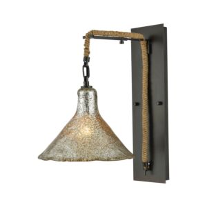 Hand Formed Glass 1-Light Wall Sconce in Oil Rubbed Bronze