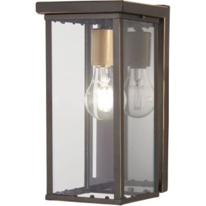 The Great Outdoors Casway 11 Inch Outdoor Wall Light in Oil Rubbed Bronze with Gold High