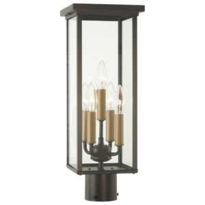 The Great Outdoors Casway 5 Light Outdoor Post Light in Oil Rubbed Bronze With Gold Highlight