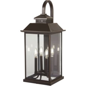 The Great Outdoors Miner'S Loft 4 Light 26 Inch Outdoor Wall Light in Oil Rubbed Bronze with Gold High