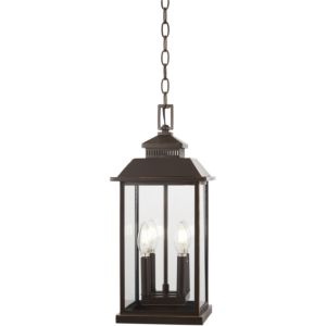 The Great Outdoors Miner'S Loft 4 Light 20 Inch Outdoor Hanging Light in Oil Rubbed Bronze with Gold High