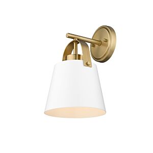Z-Lite Z-Studio 1-Light Wall Sconce In Matte White With Heritage Brass