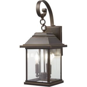 The Great Outdoors Mariner'S Pointe 3 Light 22 Inch Outdoor Wall Light in Oil Rubbed Bronze with Gold High