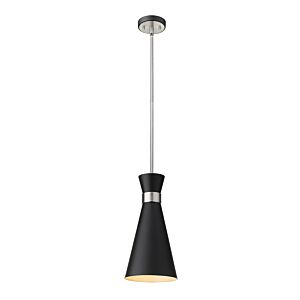 Z-Lite Soriano 1-Light Pendant Light In Matte Black With Brushed Nickel
