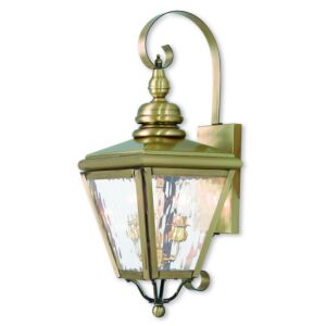 Cambridge 2-Light Outdoor Wall Lantern in Antique Brass