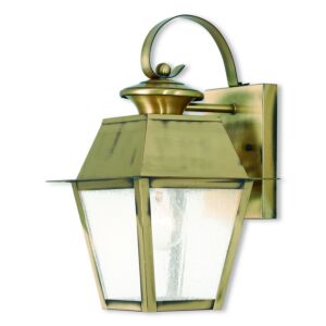 Mansfield 1-Light Outdoor Wall Lantern in Antique Brass