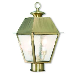 Mansfield 2-Light Outdoor Post Lantern in Antique Brass