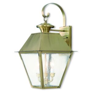 Mansfield 3-Light Outdoor Wall Lantern in Antique Brass