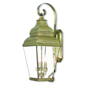 Exeter 3-Light Outdoor Wall Lantern in Antique Brass