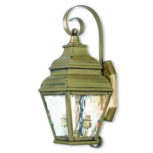 Exeter 2-Light Outdoor Wall Lantern in Antique Brass