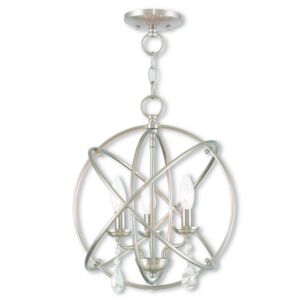 Aria 3-Light Mini Chandelier with Ceiling Mount in Brushed Nickel