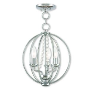 Arabella 3-Light Mini Chandelier with Ceiling Mount in Polished Chrome