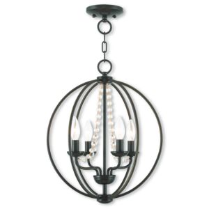 Arabella 4-Light Mini Chandelier with Ceiling Mount in English Bronze