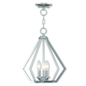 Prism 3-Light Mini Chandelier with Ceiling Mount in Polished Chrome
