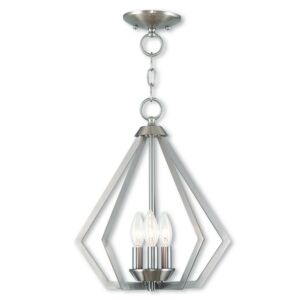 Prism 3-Light Mini Chandelier with Ceiling Mount in Brushed Nickel