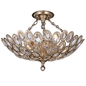 Crystorama Sterling 3 Light 20 Inch Ceiling Light in Distressed Twilight with Hand Cut Crystal Crystals