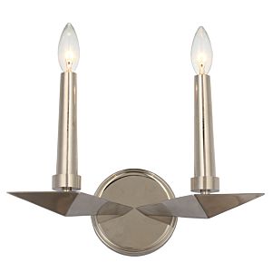 Crystorama Palmer 2 Light 14 Inch Wall Sconce in Polished Nickel