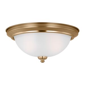 Geary 2-Light Flush Mount Ceiling Light in Satin Brass