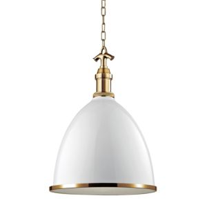 Hudson Valley Viceroy Pendant Light in White and Aged Brass