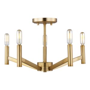 Vector 5-Light Semi-Flush Mount Ceiling Light in Satin Brass