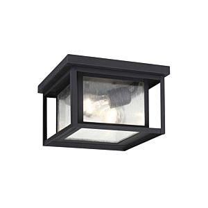 Sea Gull Hunnington 2 Light 10 Inch Outdoor Ceiling Light in Black