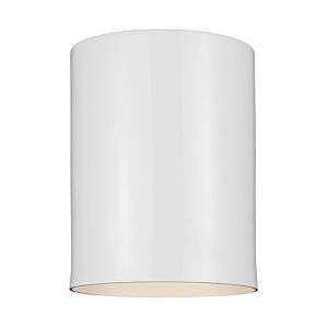 Outdoor Cylinders 1-Light Outdoor Flushmount Ceiling Light in White
