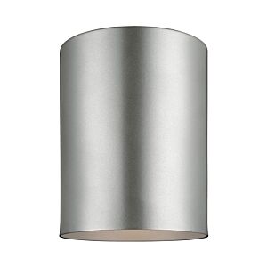 Outdoor Cylinders 1-Light Outdoor Flushmount Ceiling Light in Painted Brushed Nickel