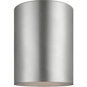 Visual Comfort Studio Cylinders Outdoor Ceiling Light in Painted Brushed Nickel