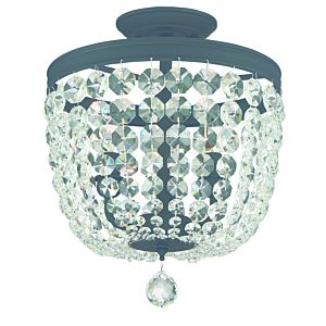 Crystorama Archer 3 Light 12 Inch Ceiling Light in Black Forged with Clear Hand Cut Crystals