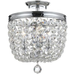 Crystorama Archer 3 Light 12 Inch Ceiling Light in Polished Chrome with Clear Hand Cut Crystals